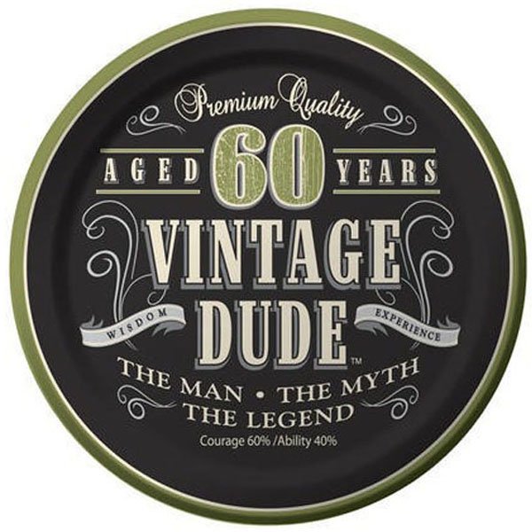 VINTAGE DUDE 60TH BIRTHDAY 45CM FOIL BALLOON PARTY DECORATIONS