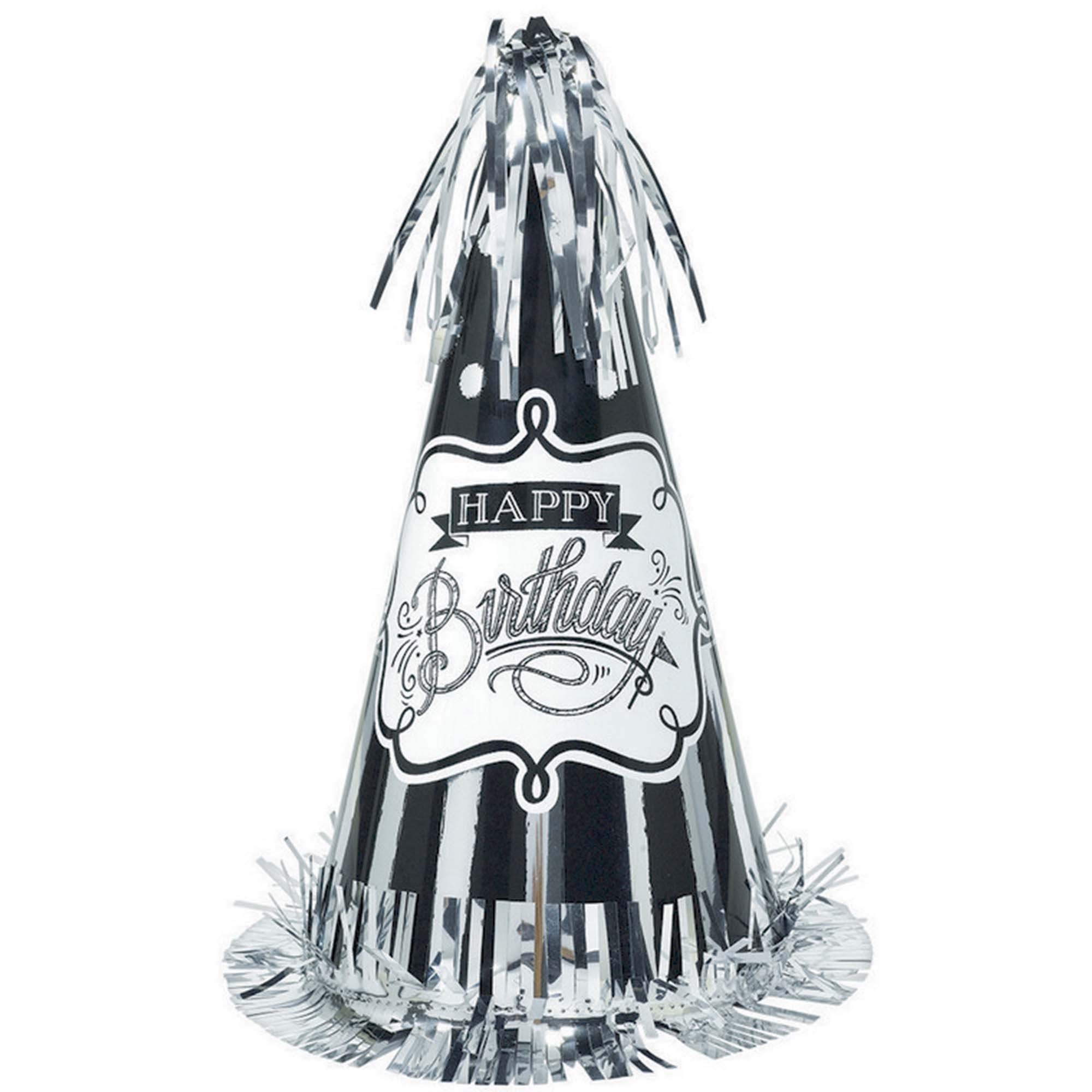 Black and White 7 Amscan Black & White Foil Cone Hat 